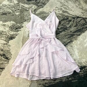 Mi Ami Ceanna SL Babydoll Summer Core Textured Mini Dress Womens S Pink Back Zip